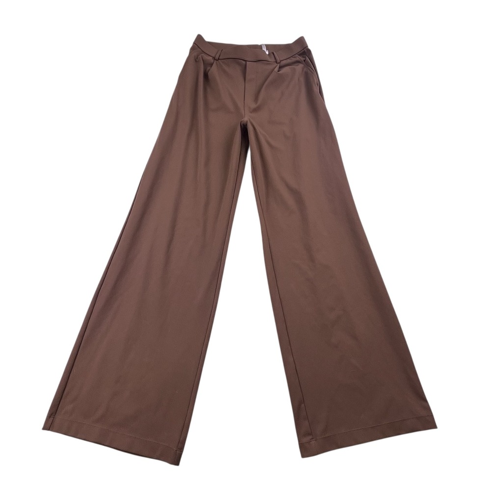 Halara Brown High Waisted Wide Leg Pleated Dress Pants Tall Size M